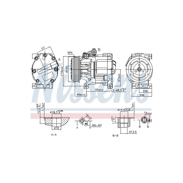 Kompressor, klimatanläggning 12V Nissens 89405 NISSENS