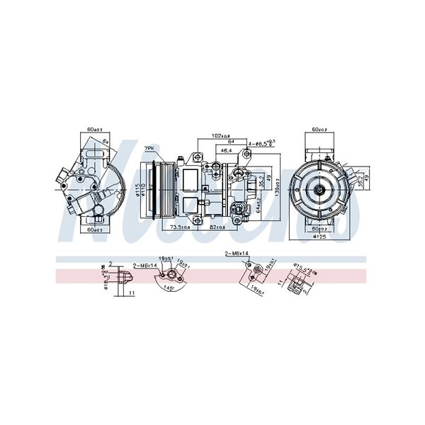 Kompressor, klimatanläggning 12V Nissens 89516 NISSENS