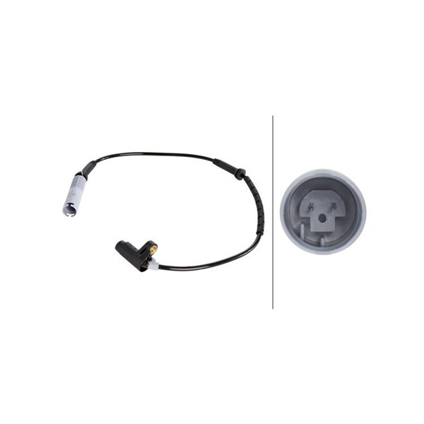 ABS-givare, Sensor, hjulvarvtal, Framaxel Hella 6PU 009 106-031 HELLA