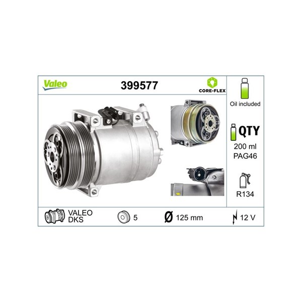 Kompressor, klimatanläggning 12V Valeo 399577 VALEO