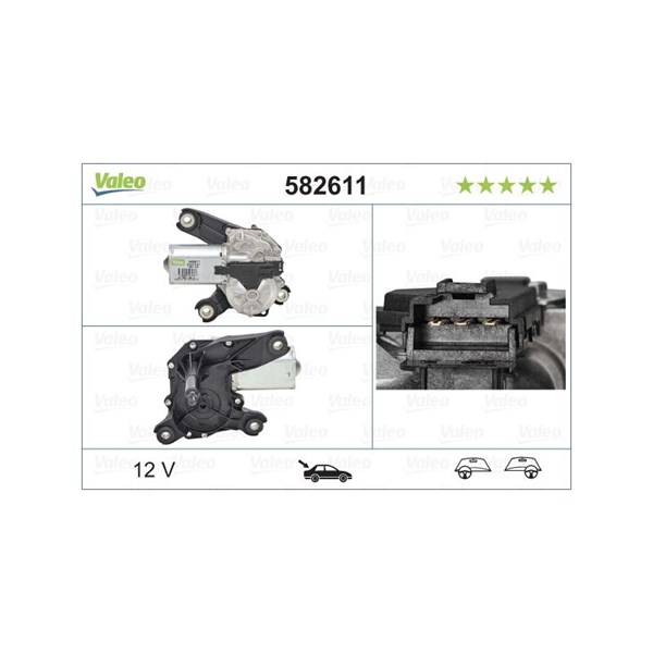 Torkarmotor 12V, Bak Valeo 582611 VALEO