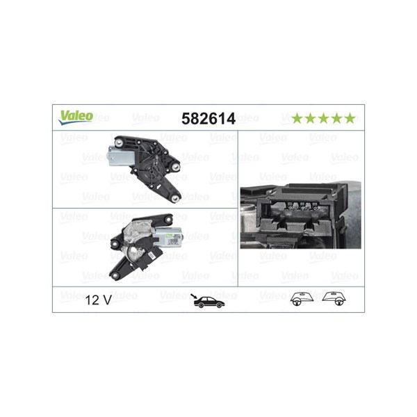 Torkarmotor 12V, Bak Valeo 582614 VALEO