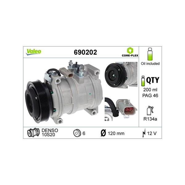 Kompressor, klimatanläggning 12V Valeo 690202 VALEO