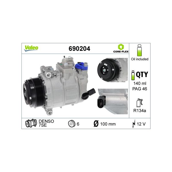 Kompressor, klimatanläggning 12V Valeo 690204 VALEO