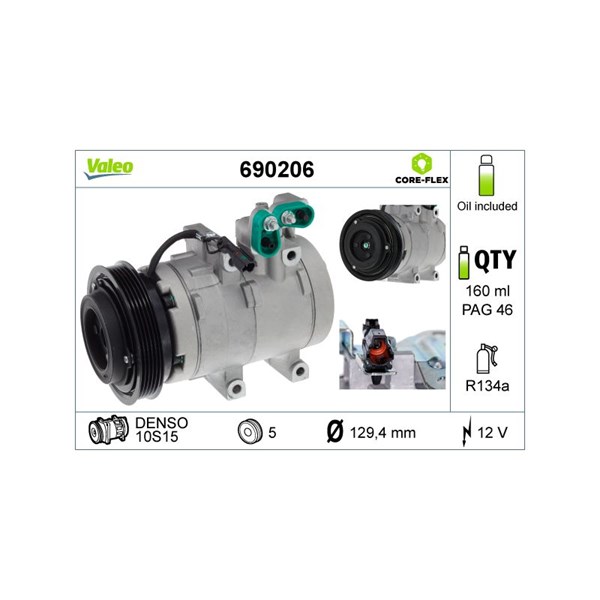 Kompressor, klimatanläggning 12V Valeo 690206 VALEO