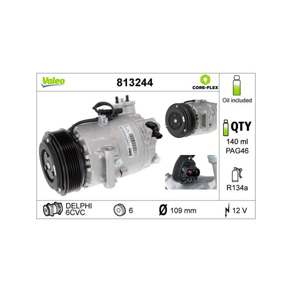 Kompressor, klimatanläggning 12V Valeo 813244 VALEO Kompressor, klimatanläggning 12V Valeo 813244 VALEO