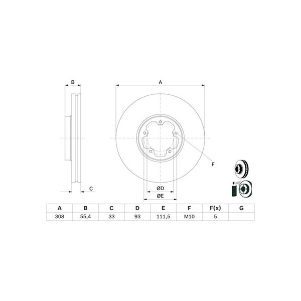 Bromsskiva Ventilerad, Framaxel Bosch 0 986 479 D40 BOSCH