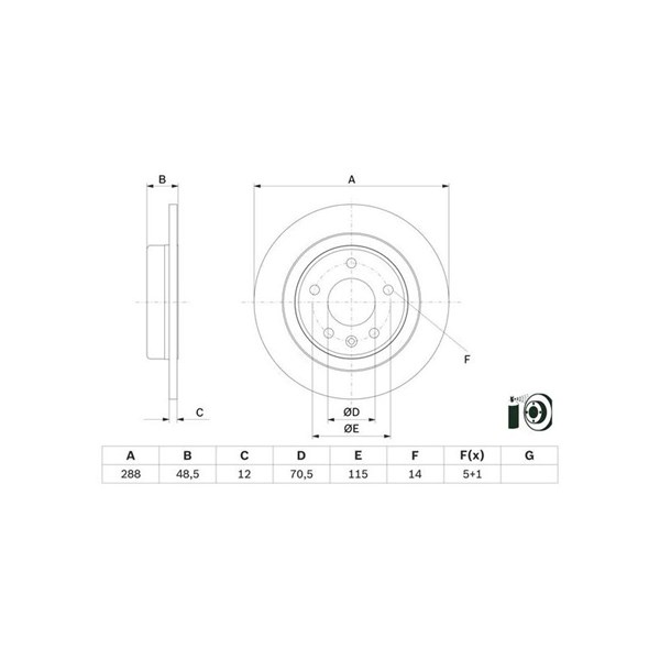 Bromsskiva Solid, Bakaxel Bosch 0 986 479 F83 BOSCH
