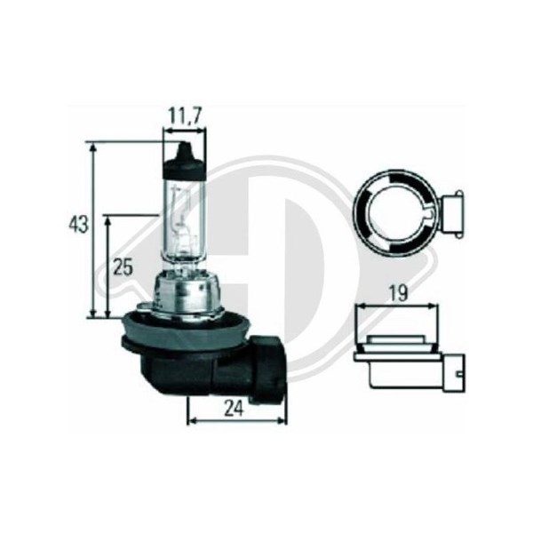Halogenlampa DIEDERICHS H11 PGJ19-2 12V Diederichs LID10038 DIEDERICHS
