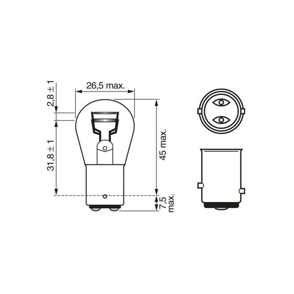 Glödlampa BOSCH Pure Light BL P21/5W BAY15d, Fram Bosch 1 987 301 BOSCH