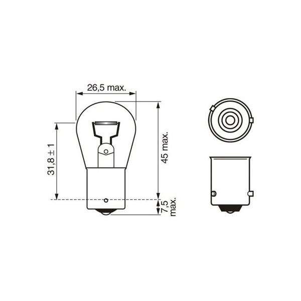 Glödlampa, blinker 12V, Sidomontering Bosch 1 987 301 018 BOSCH