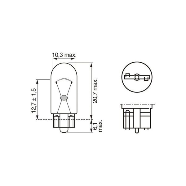 Glödlampa BOSCH Pure Light BL W5W W2,1x9,5d, Fram, Sidomontering  BOSCH