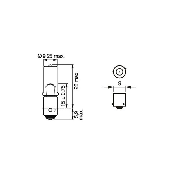 Glödlampa BOSCH Pure Light BL H6W BAX9s, Fram Bosch 1 987 301 035 BOSCH