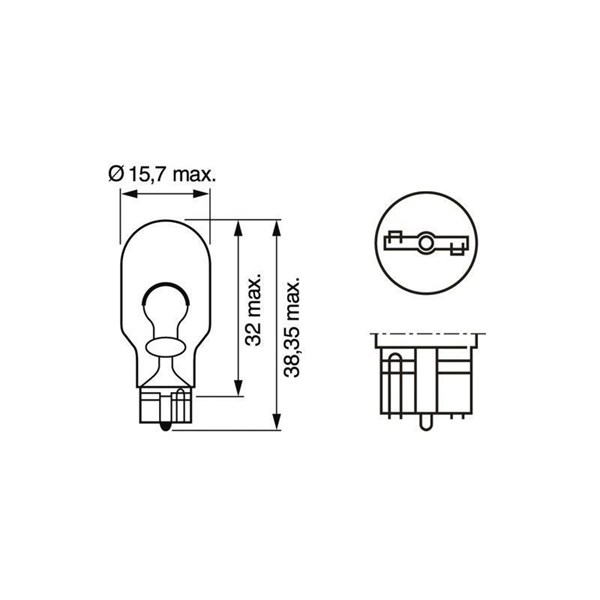Glödlampa BOSCH Pure Light BL W16W W2,1x9,5d, Fram, Sidomontering BOSCH
