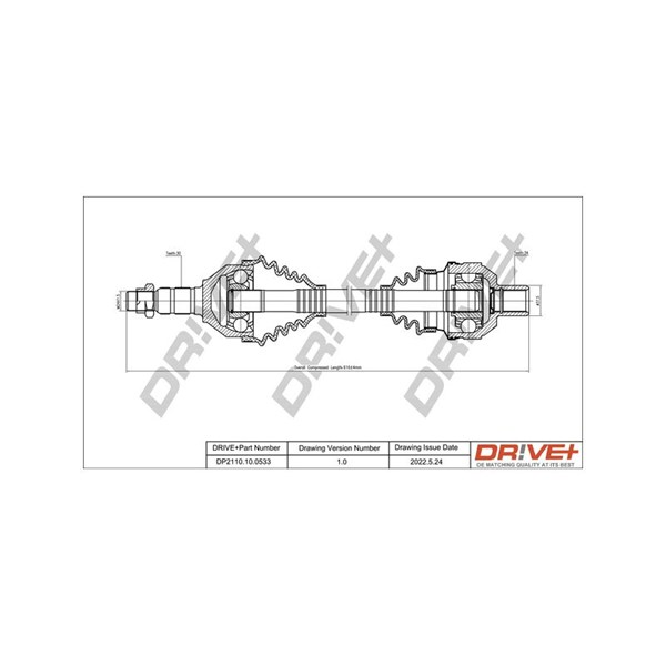 Drivaxel, framaxel höger Drivaxel, framaxel höger