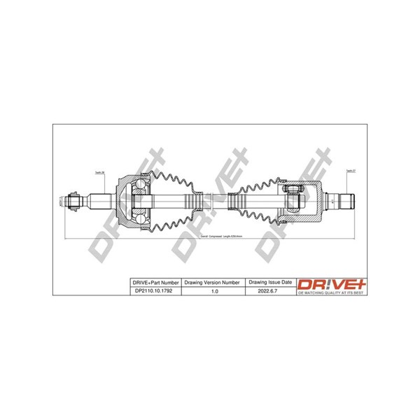 Drivaxel, framaxel vänster Drivaxel, framaxel vänster