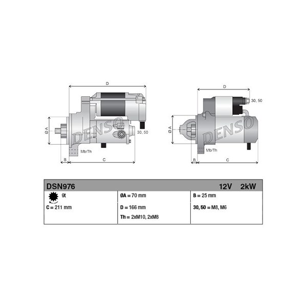Startmotor 12V Denso DSN976 DENSO