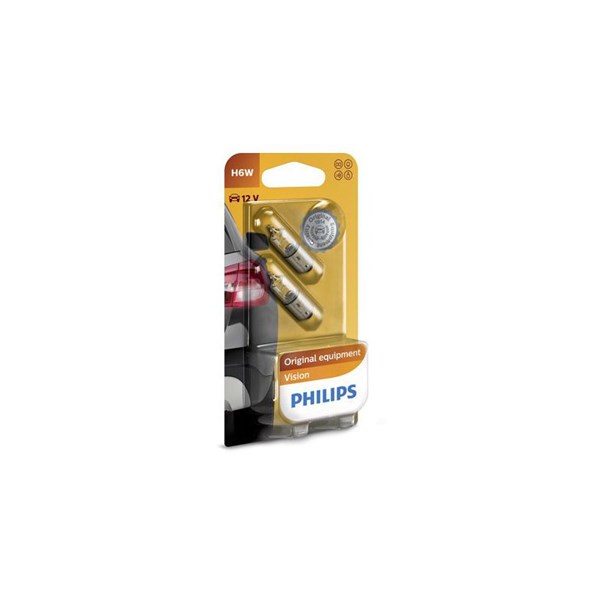 Glödlampa PHILIPS  H6W BAX9s, Bak, Fram eller bak, Sidoinstallati