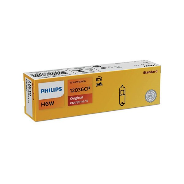 Glödlampa PHILIPS H6W BAX9s, Bak, Fram eller bak, Sidoinstallatio