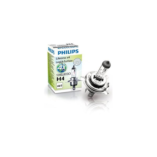 Halogenlampa  PHILIPS LongLife EcoVision H4 P43t-38 Philips 12342
