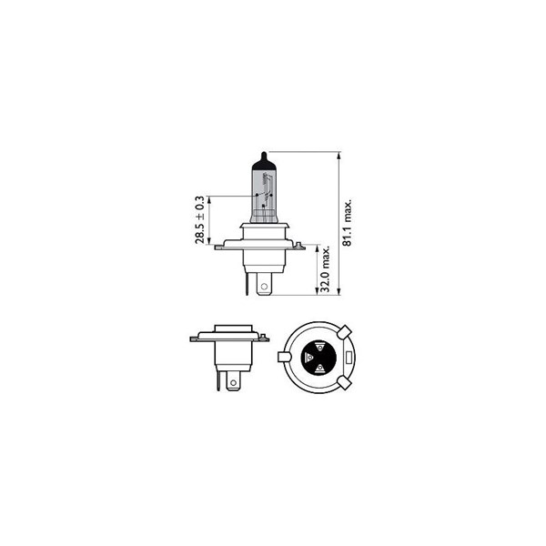 Halogenlampa  PHILIPS WhiteVision ultra H4 P43t-38 Philips 12342W