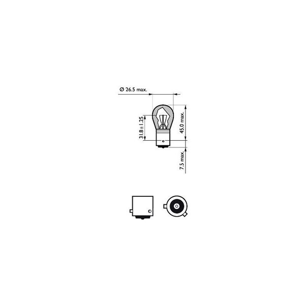 Glödlampa PHILIPS LongLife EcoVision PY21W BAU15s, Fram, Bak, Fra