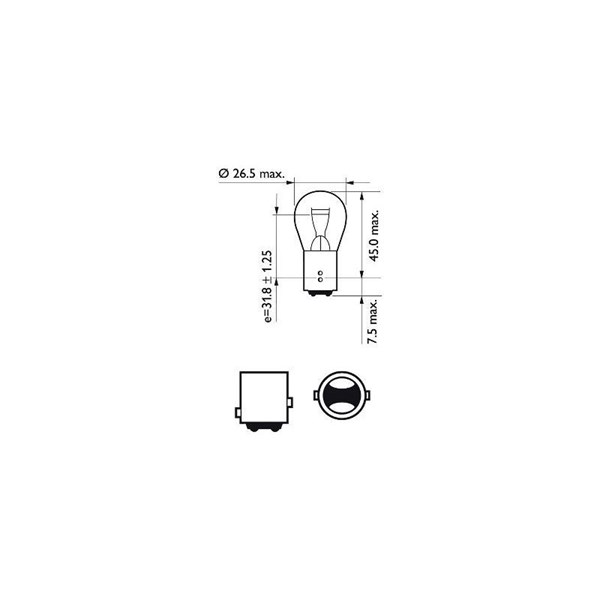 Glödlampa PHILIPS  P21/5W BAY15d, Bak, Fram, Fram eller bak, Stöt