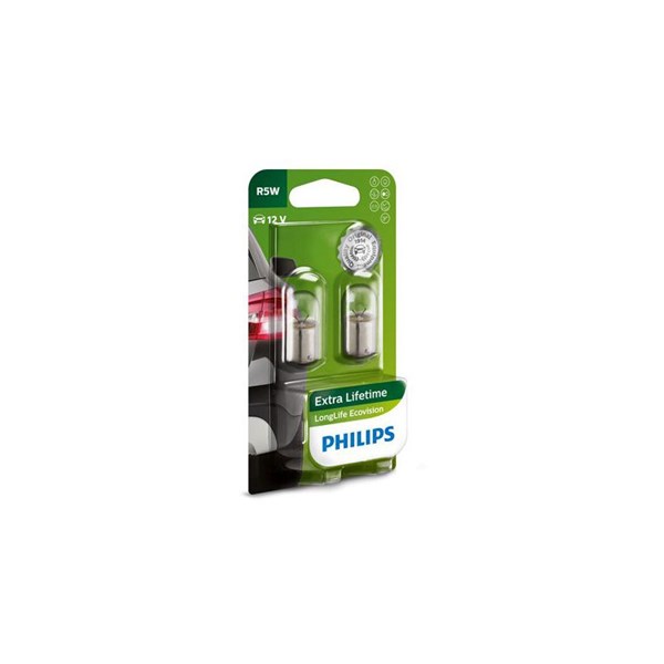 Glödlampa PHILIPS LongLife EcoVision R5W BA15s, Fram, Bak, Fram e