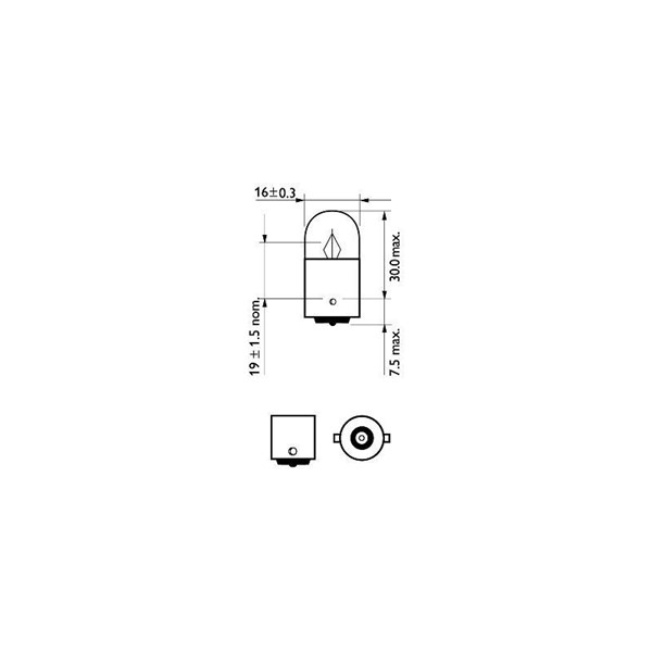Glödlampa PHILIPS LongLife EcoVision R5W BA15s, Fram, Bak, Fram e