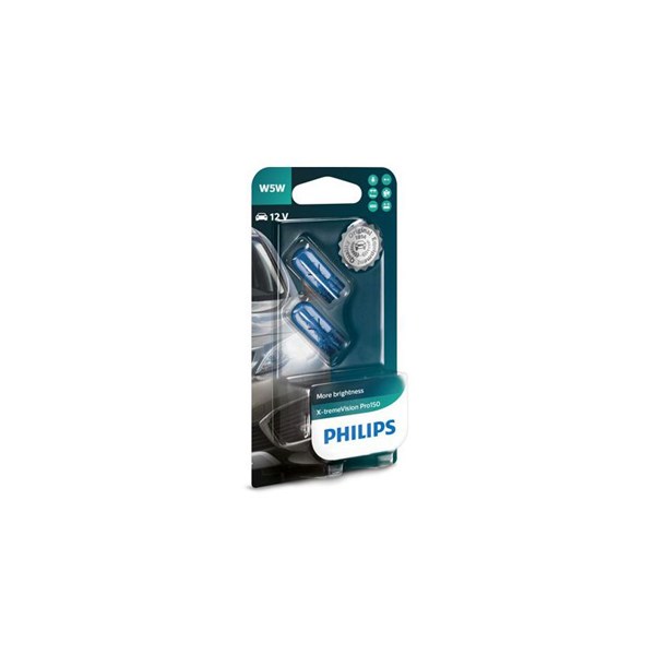 Glödlampa PHILIPS X-tremeVision Pro150 W5W W2,1x9,5d, Bak, Fram, 