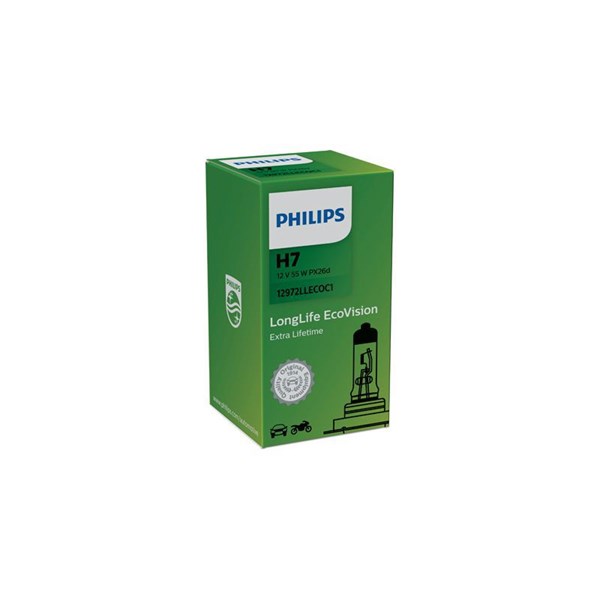 Halogenlampa PHILIPS LongLife EcoVision H7 PX26d Philips 12972LLE