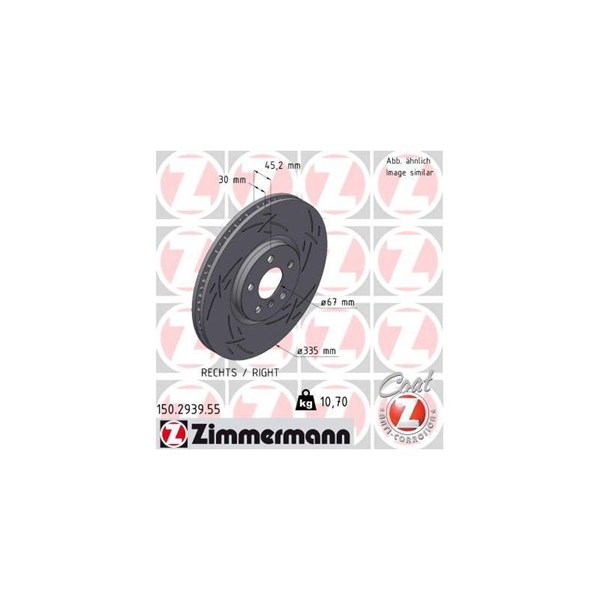 Bromsskiva, Framaxel, framaxel höger Zimmermann 150.2939.55 ZIMMERMANN