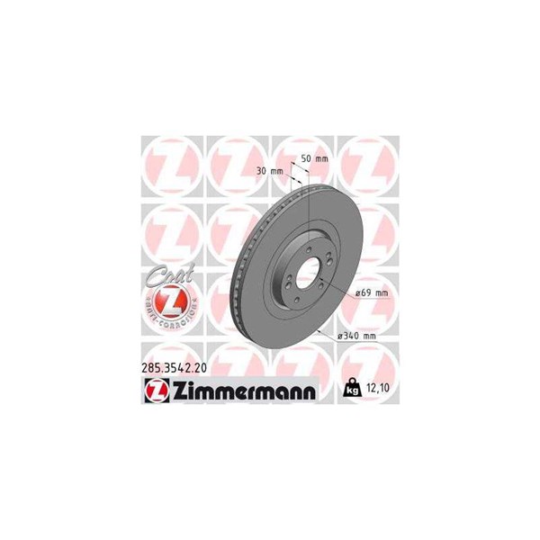 Bromsskiva Ventilerad, Framaxel Zimmermann 285.3542.20 ZIMMERMANN