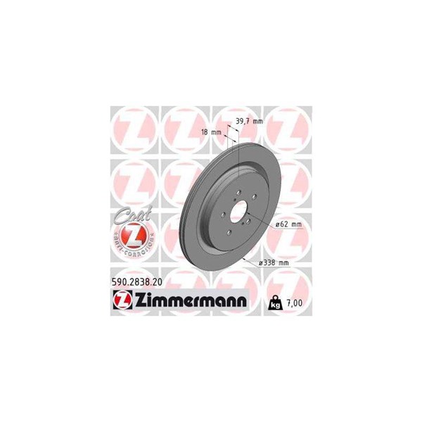Bromsskiva Ventilerad, Bakaxel Zimmermann 590.2838.20 ZIMMERMANN