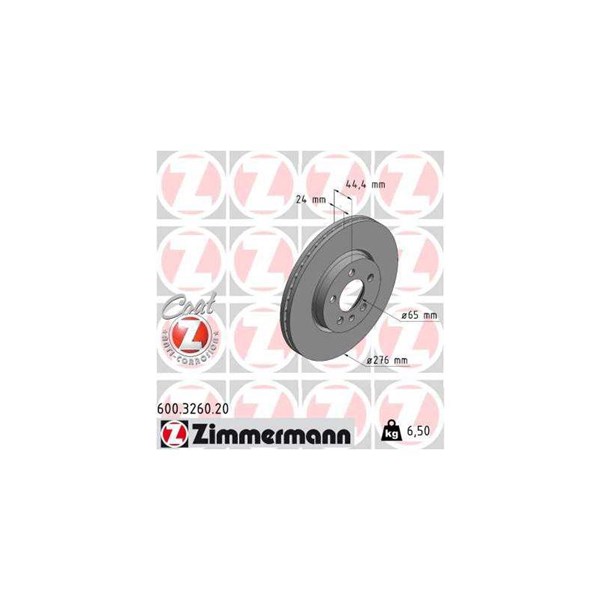 Bromsskiva Ventilerad, Framaxel Zimmermann 600.3260.20 ZIMMERMANN