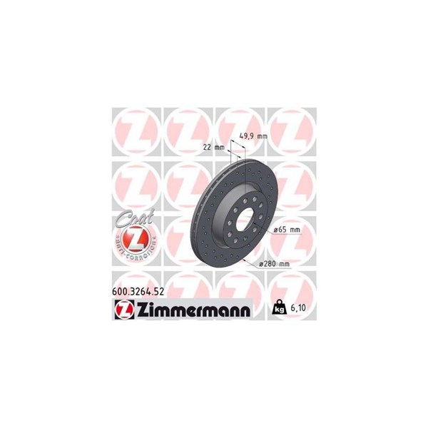 Bromsskiva Ventilerad, Framaxel Zimmermann 600.3264.52 ZIMMERMANN