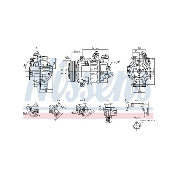Kompressor, klimatanläggning 12V Nissens 890893 NISSENS