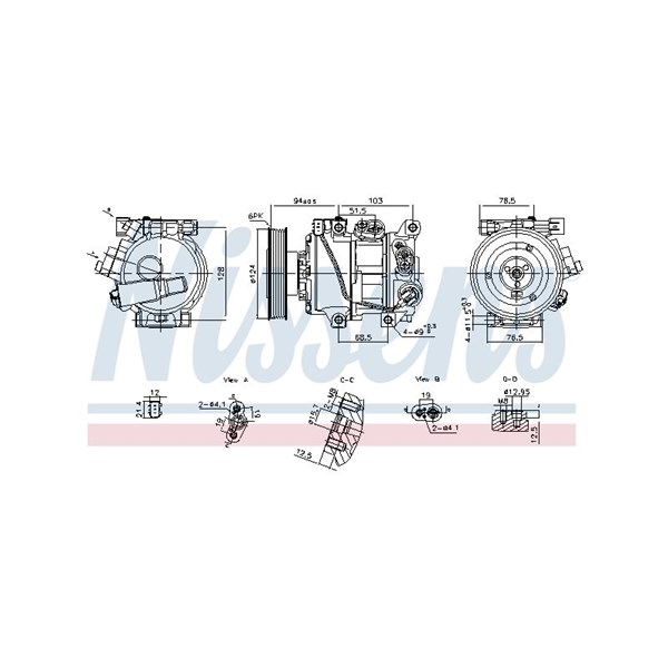 Kompressor, klimatanläggning 12V Nissens 890896 NISSENS