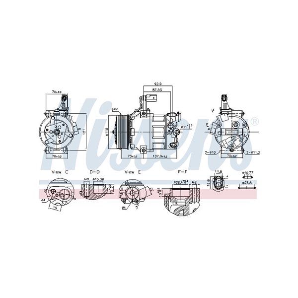Kompressor, klimatanläggning 12V Nissens 891034 NISSENS