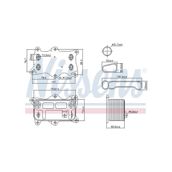 Oljekylare, motor Nissens 91472 NISSENS
