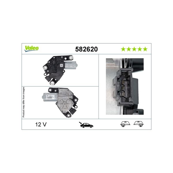Torkarmotor 12V, Bak Valeo 582620 VALEO