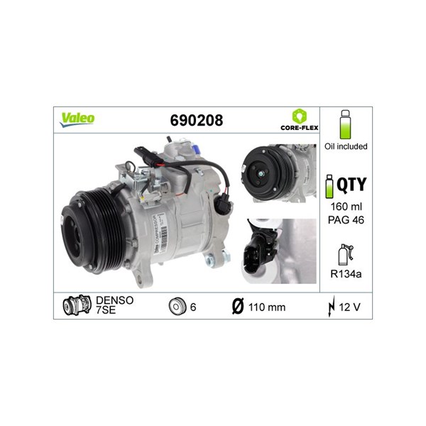 Kompressor, klimatanläggning 12V Valeo 690208 VALEO