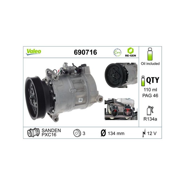 Kompressor, klimatanläggning 12V Valeo 690716 VALEO