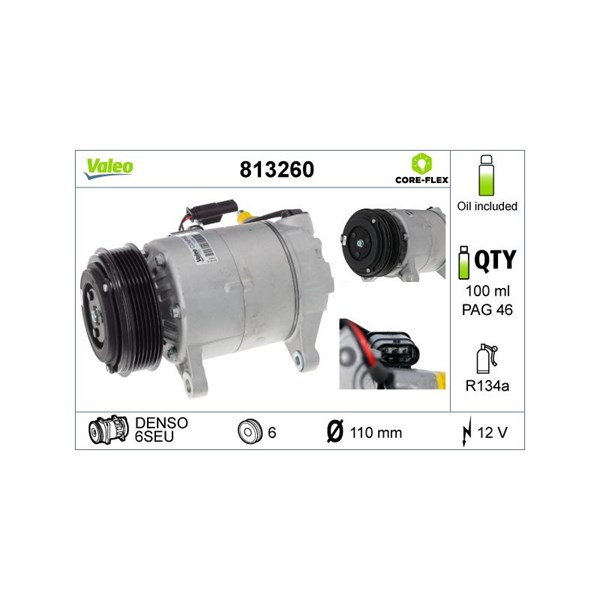 Kompressor, klimatanläggning 12V Valeo 813260 VALEO