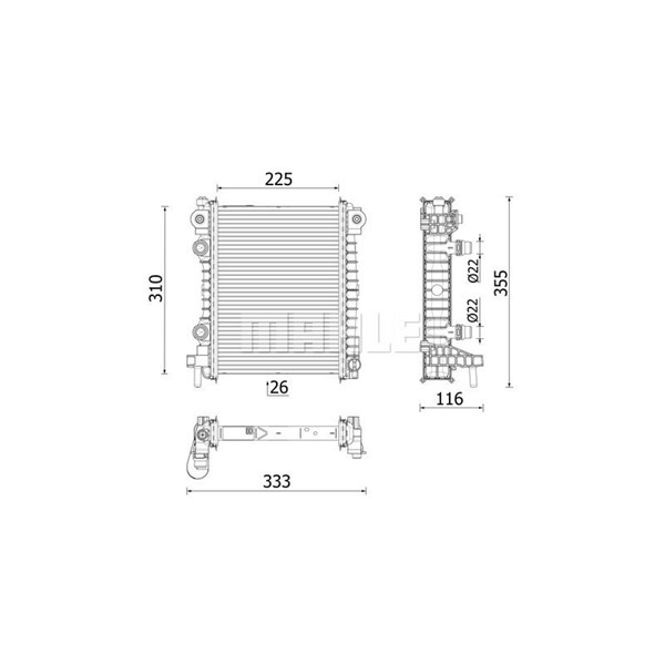 Kylare, motorkylning, Höger fram Mahle CR 2707 000P MAHLE