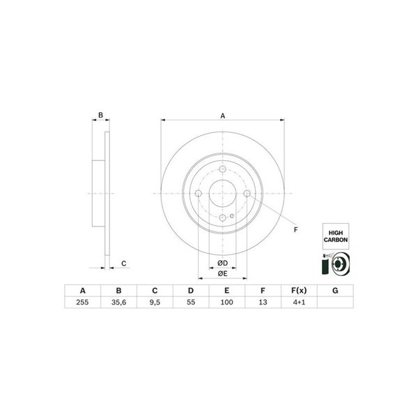 Bromsskiva Solid, Bakaxel Bosch 0 986 479 G72 BOSCH