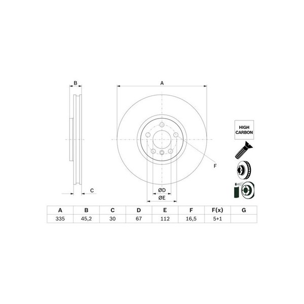 Bromsskiva Ventilerad, Framaxel Bosch 0 986 479 H10 BOSCH