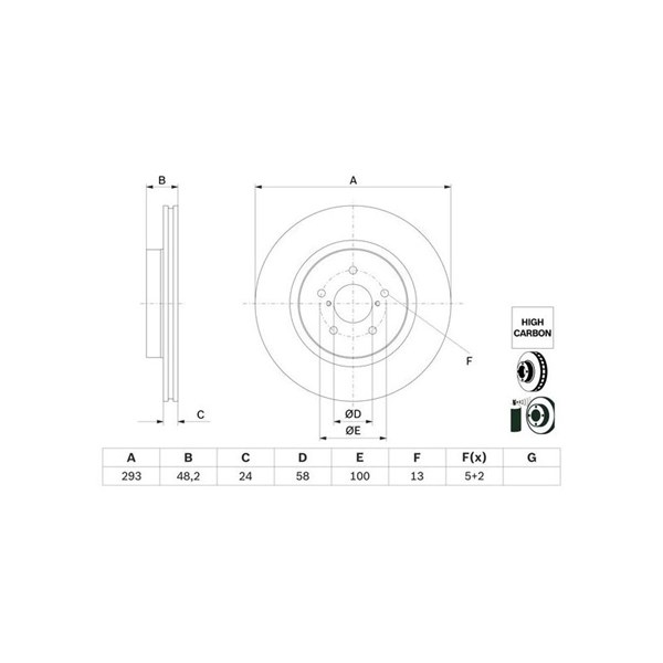 Bromsskiva Ventilerad, Framaxel Bosch 0 986 479 H28 BOSCH