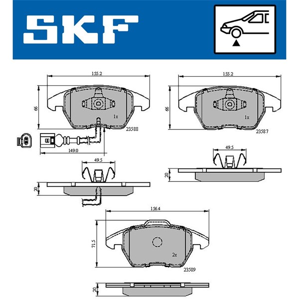 Bromsbeläggsats, Framaxel Skf VKBP 80007 E SKF