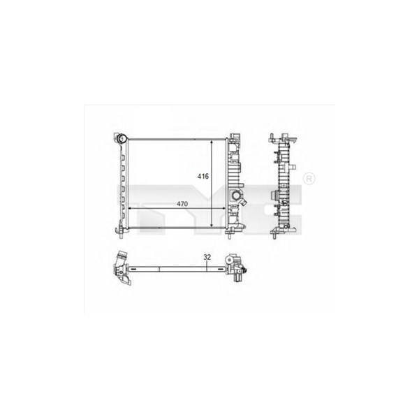 Kylare, motorkylning Tyc 725-0050-R TYC